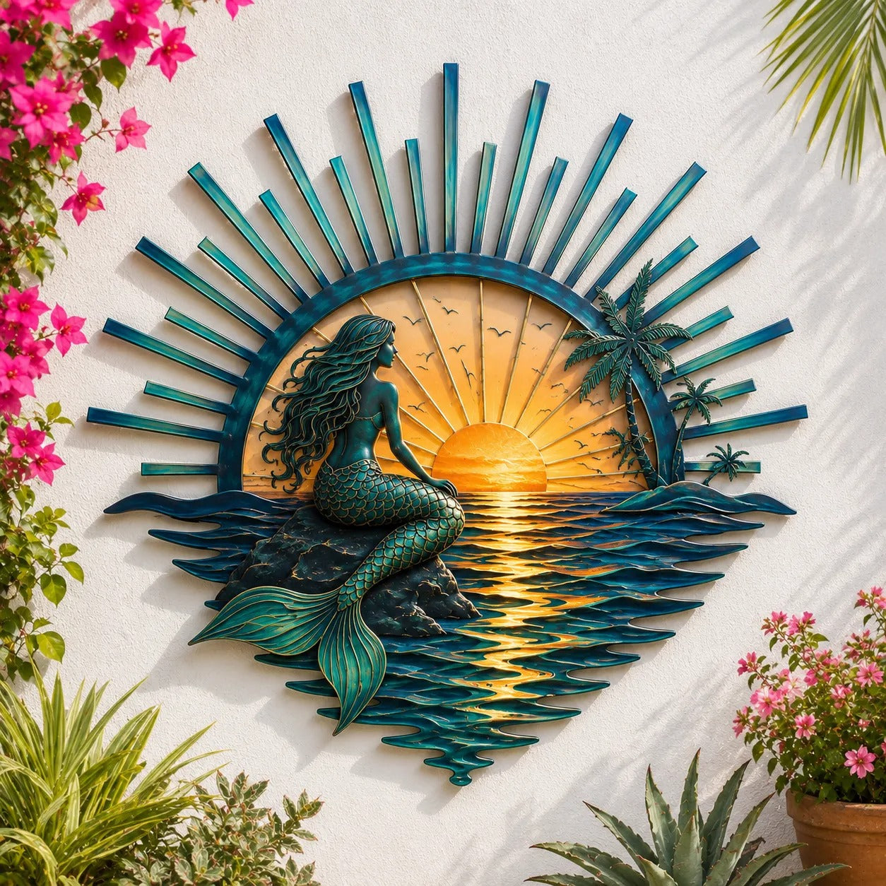 ⏳ Last Day 49% OFF – 🌊 Coastal Sunrise Metal Wall Art🐚