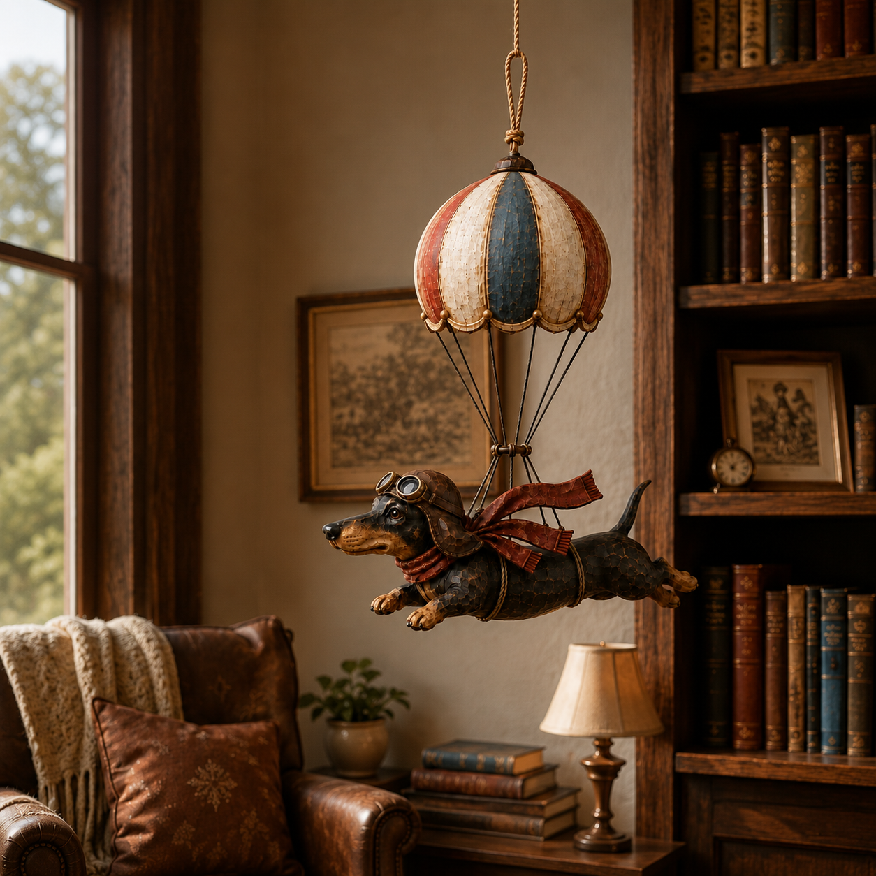 Vintage Flying Dachshund Hot Air Balloon Decor