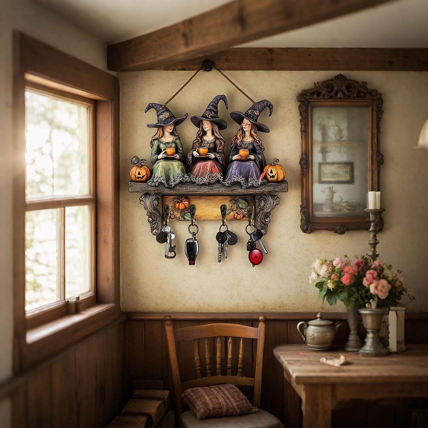 🎃2025 Halloween Witch Keyring Wooden Wall Decoration