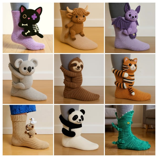 Cozy 3D Knit Animal Socks