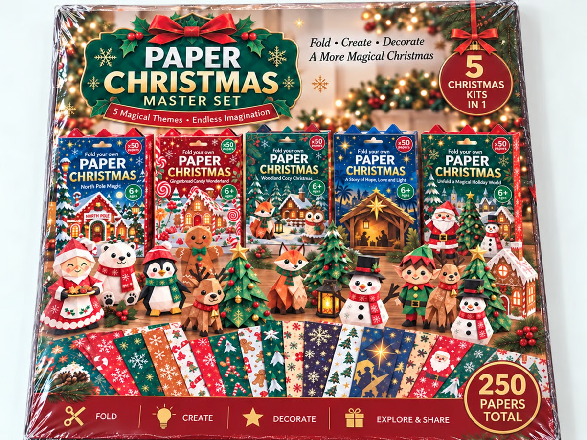 🎄DIY Paper Christmas Craft Kit – 250 Sheets, 5 Festive Themes🌟