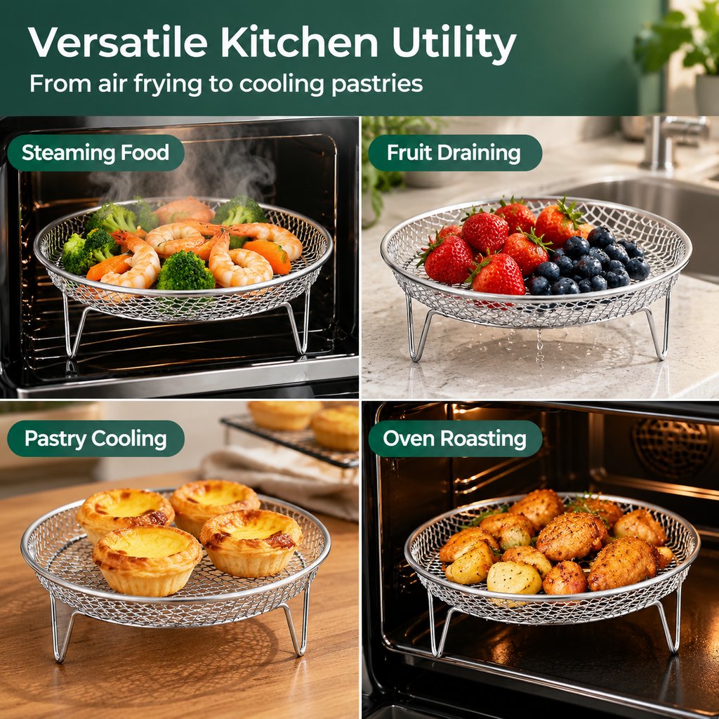 🔥🥘 Stainless steel rack for hot-air fryers – Effortless crispiness