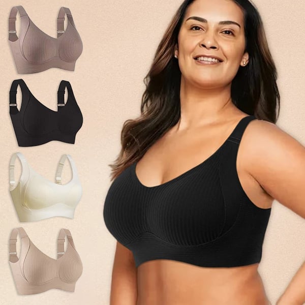 🎁Women's Ribbed Push Up Adjustable Wireless Bra