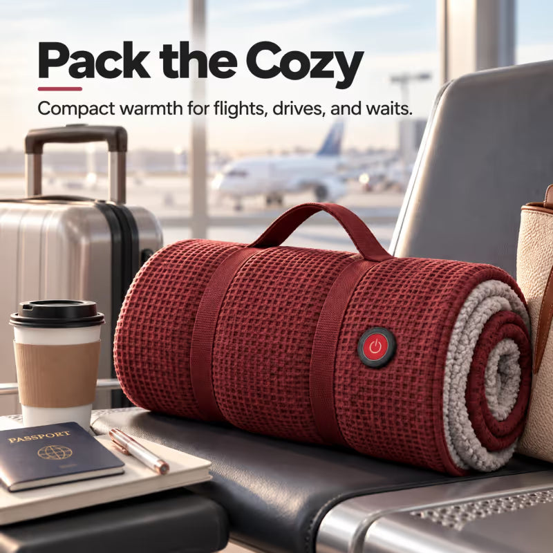 ♨️Wearable Heated Blanket ❄️ – Cozy Shawl with 3 Heat Levels & USB Power