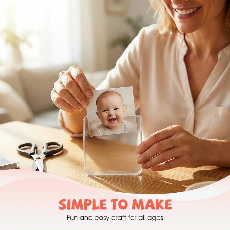 ✂🎞 2" x 2" Clear Acrylic DIY Fridge Magnet Set with Adhesive Backing – Square Magnetic Photo Frames with Stunning 3D Effect 💕