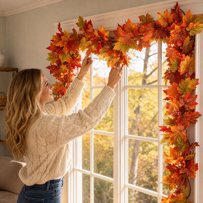 Autumn Maple Leaf Garland Decoration Set | Create a Warm Autumn Home Atmosphere