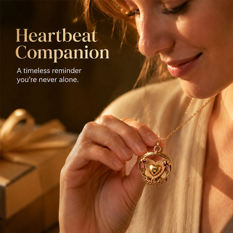 Woman holding a heartbeat mechanical pendant