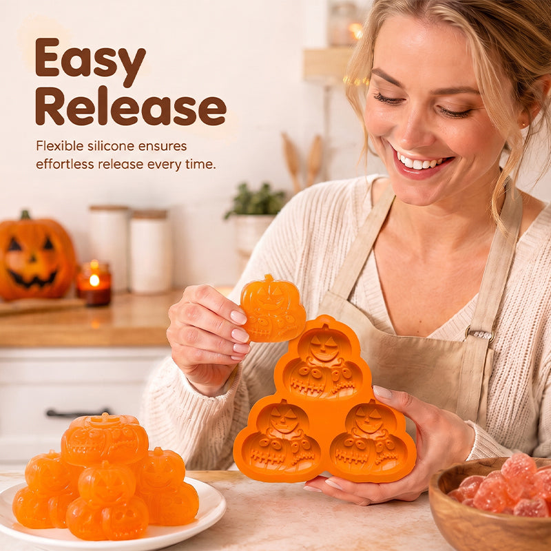🎃 3-Cavity Halloween Pumpkin Mold