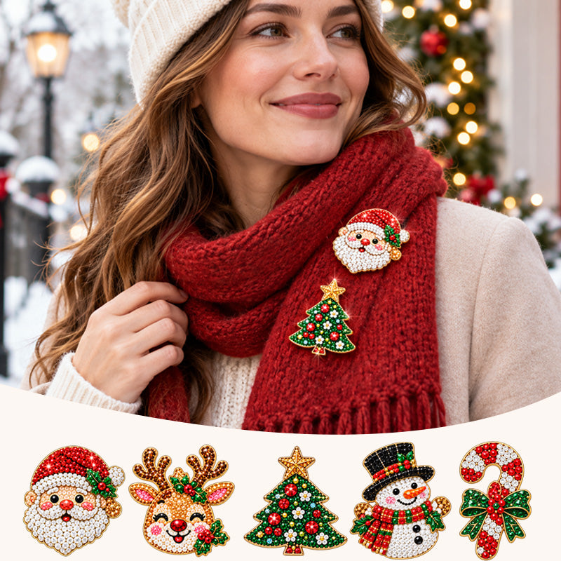 DIY Diamond Painting Christmas Brooch Kit