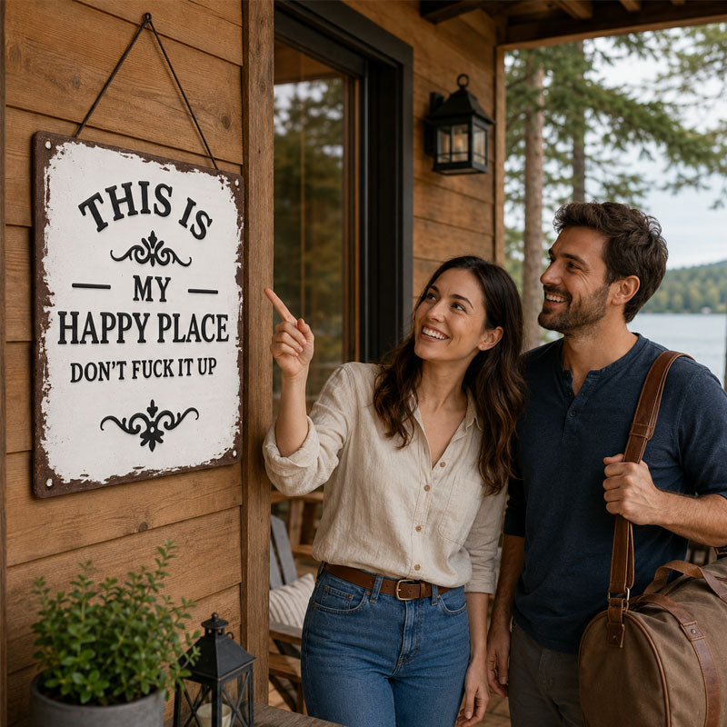 “This Is My Happy Place” Rustic metal Hanging Sign ✨🏡💖