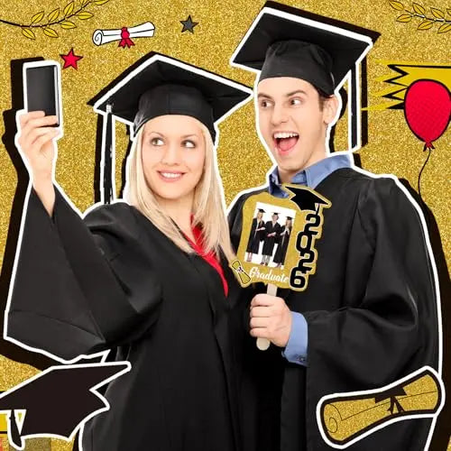 🔥Last Day 49% OFF - 🎓Class of 2026 Graduation Fan Set — Double-Sided Photo Props with Handles