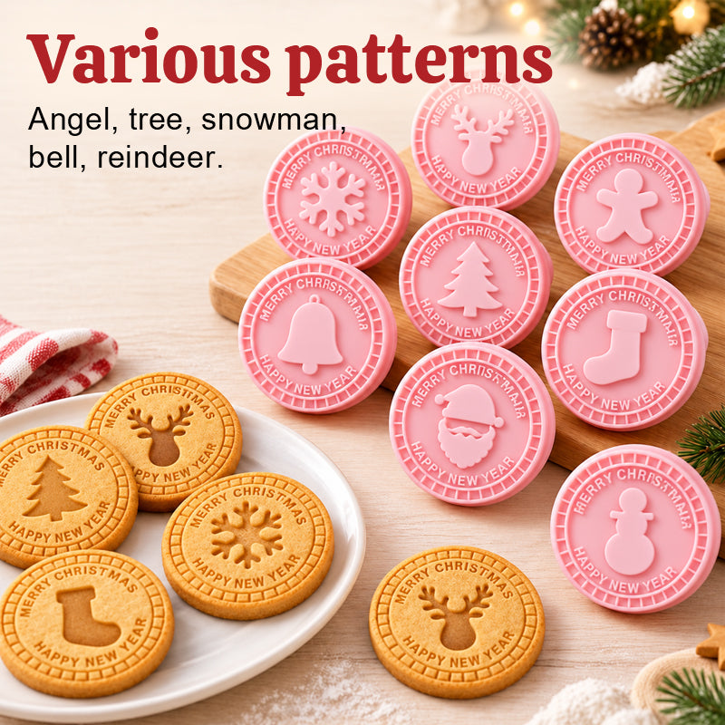 🎄🍪 Festive Christmas Cookie Cutter Set – 3D Holiday Baking Stamps for Reindeer, Snowflakes & More