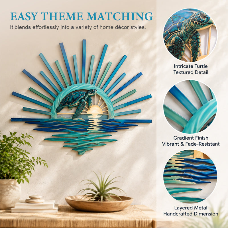 ⏳ Last Day 49% OFF – 🌊 Coastal Sunrise Metal Wall Art🐚