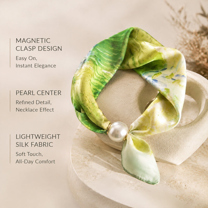 🤍 Pearl Scarf Necklace with Magnetic Clasp