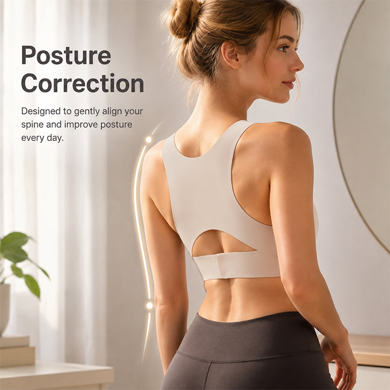 Women’s Posture Correcting Back-Smoothing Sports Bra with Front Closure