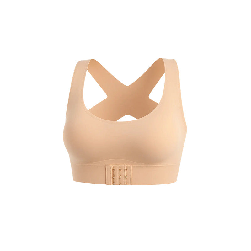 Wireless Support Bra with Front Closure and Crossed Straps at the Back