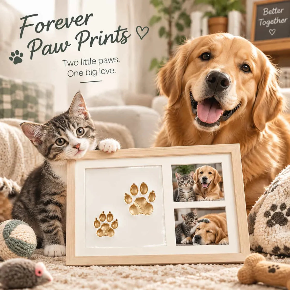 DIY Pet Paw Print Keepsake Frame Kit – Paw Impression & Photo Display