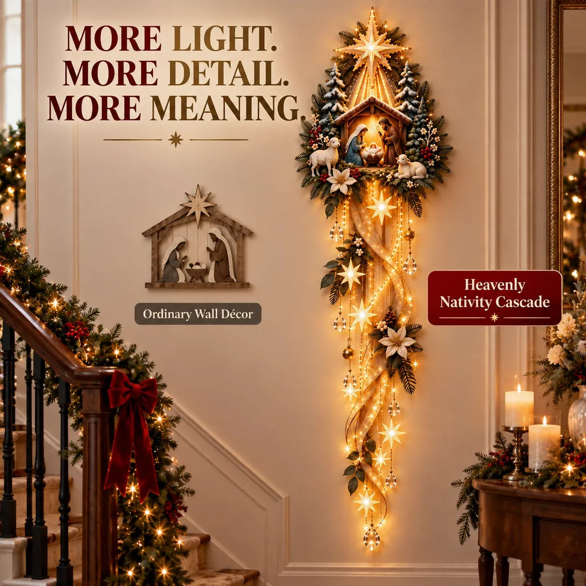 ✝️ Nativity Starfall Wall Light | Warm Golden Bethlehem Glow for Christmas Walls ⭐