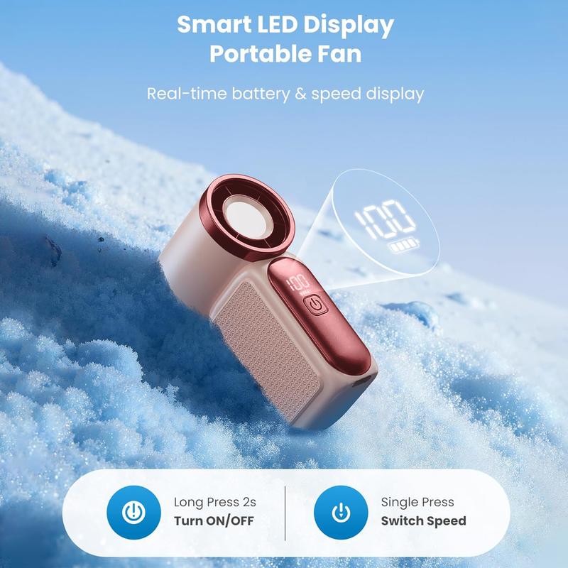 Mini Handheld Fan with LED Display –👍5-Speed Turbo Pocket size Fan.✨USB Rechargeable, High-Speed Cooling for Travel & Makeup. Perfect Gift. Portable Refrigeration