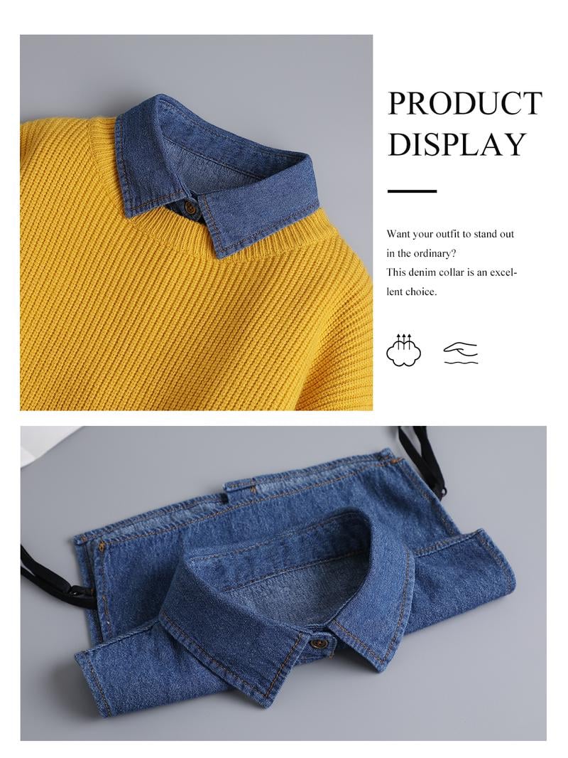 Denim False Collar – The Ultimate Layering Essential for Women 👕✨