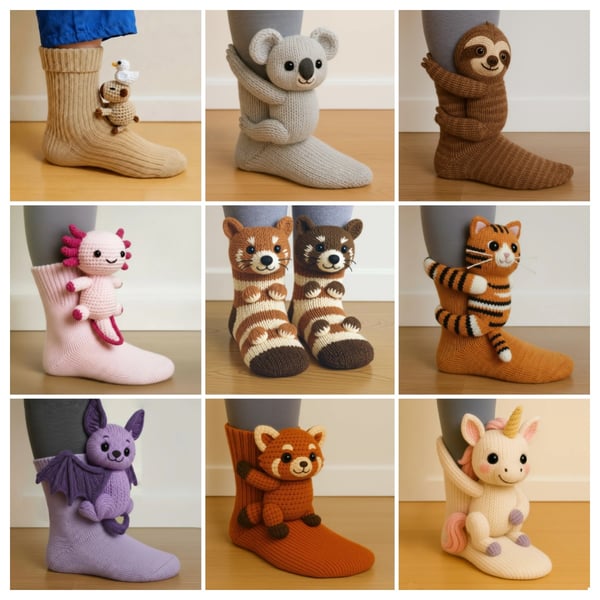 Cozy 3D Knit Animal Socks