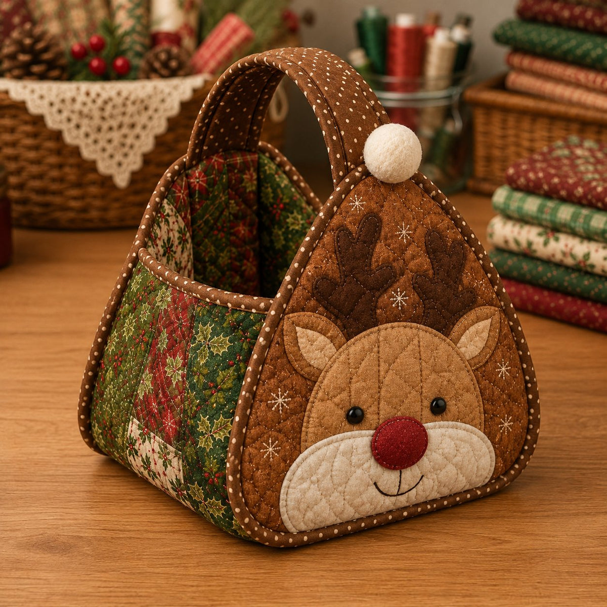 🎄 Christmas Character Quilted Carry Basket ✨