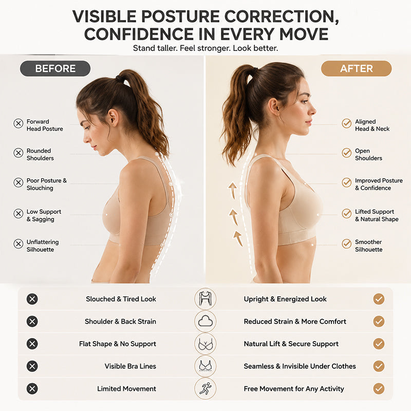 Women’s Posture Correcting Back-Smoothing Sports Bra with Front Closure
