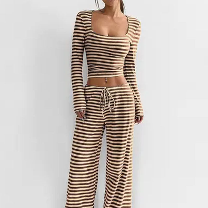 🎀 Striped Knit Slim Fit Two-Piece Set