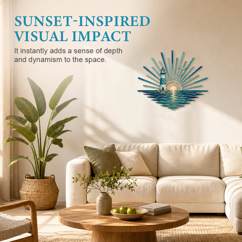 ⏳ Last Day 49% OFF – 🌊 Coastal Sunrise Metal Wall Art🐚