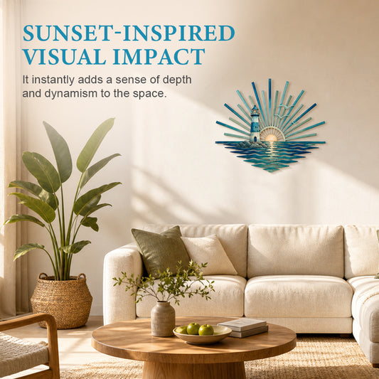 ⏳ Last Day 49% OFF – 🌊 Coastal Sunrise Metal Wall Art🐚