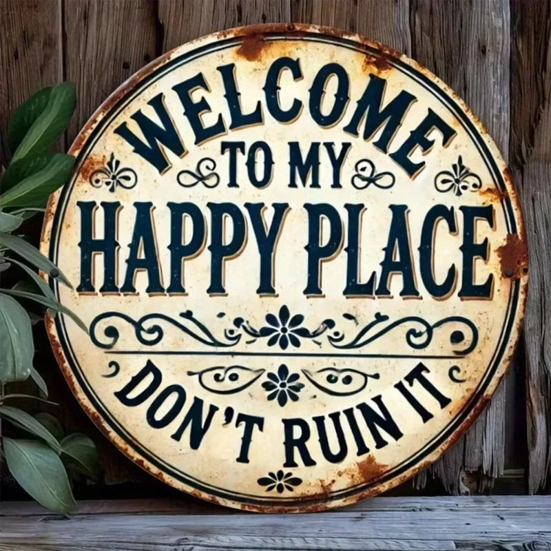 📢LAST DAY SALE 50% OFF✨HAPPY PLACE – VINTAGE STATEMENT METAL SIGN