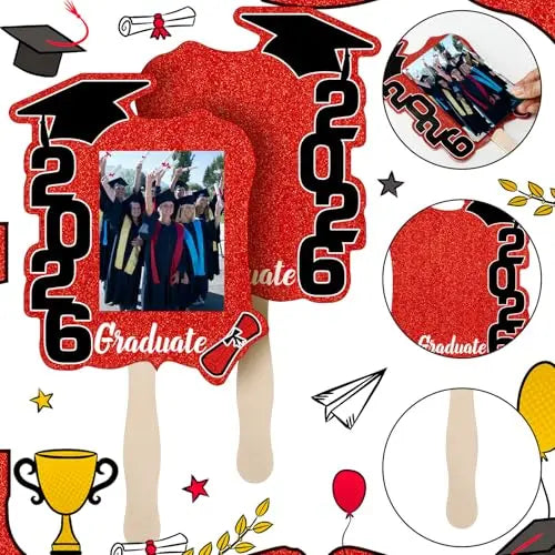 🔥Last Day 49% OFF - 🎓Class of 2026 Graduation Fan Set — Double-Sided Photo Props with Handles