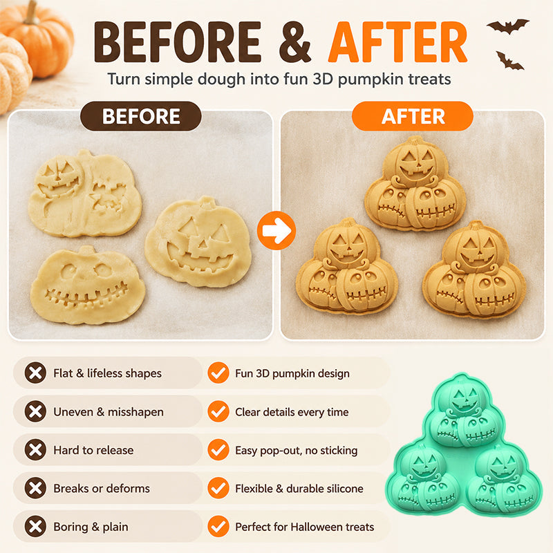 🎃 3-Cavity Halloween Pumpkin Mold