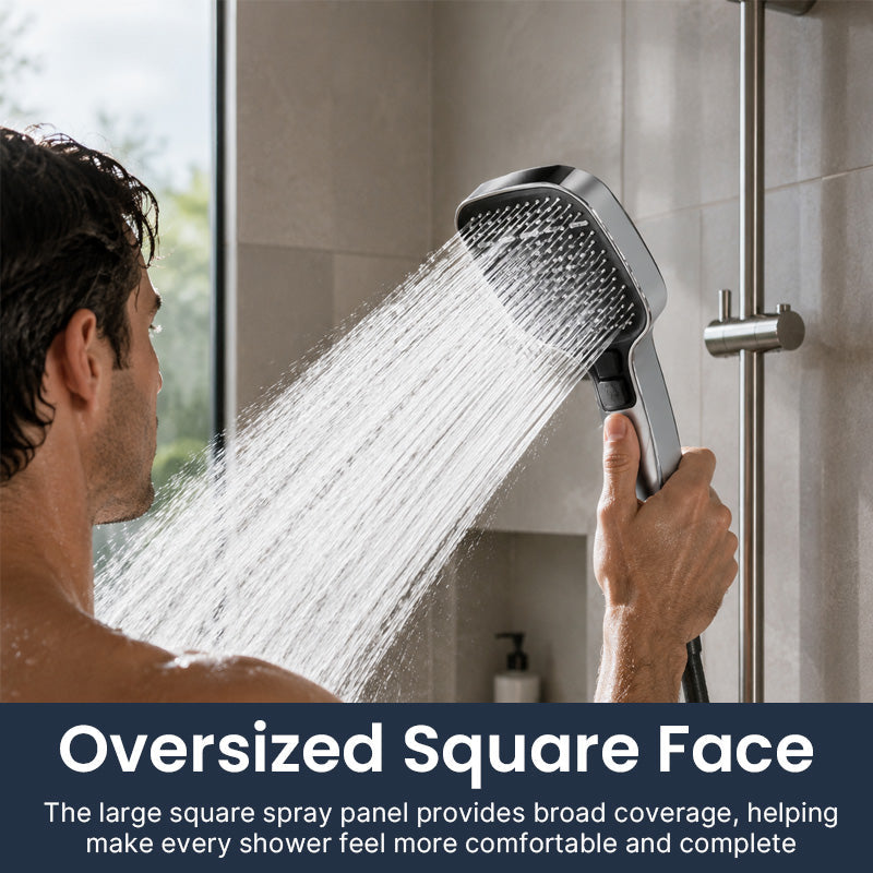 Square Air-Boosted Waterfall Handheld Shower Head 🚿