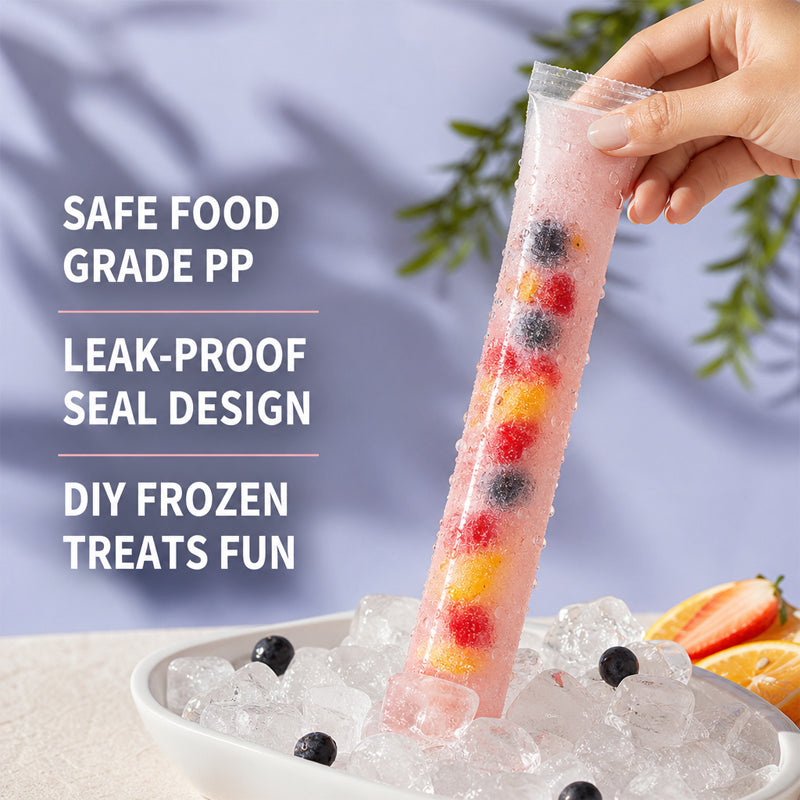 Disposable Ice Pop Bags - DIY Homemade Ice Popsicle Molds - Food Grade Self-Sealing Bags