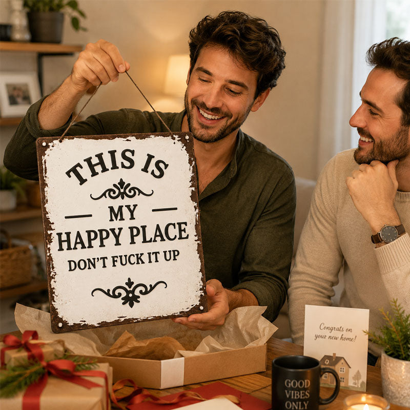 “This Is My Happy Place” Rustic metal Hanging Sign ✨🏡💖