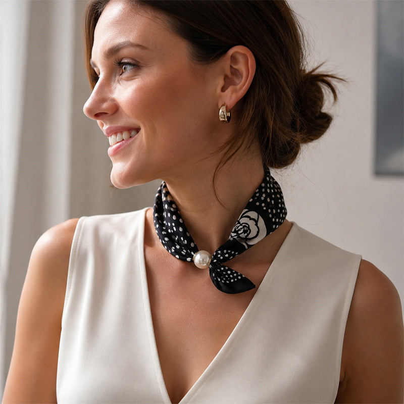 🤍 Pearl Scarf Necklace with Magnetic Clasp