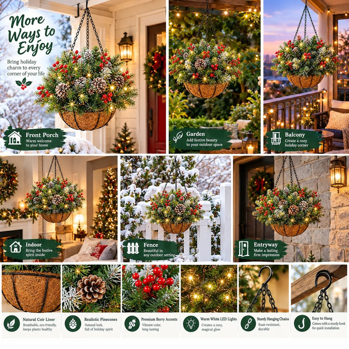 🎄 Last day: 50% OFF🏆Christmas basket with built-in lights |🎄 With built-in lights, weatherproof and maintenance-free