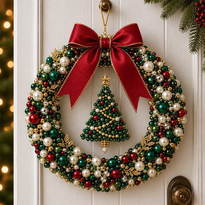 🔥Last Day BUY 3 GET 1 FREE⏳ Last Day 49% OFF – 🎄✨ DIY Christmas Pearl Wreath Kit – Handmade Beaded Holiday Door Décor 💎🎀