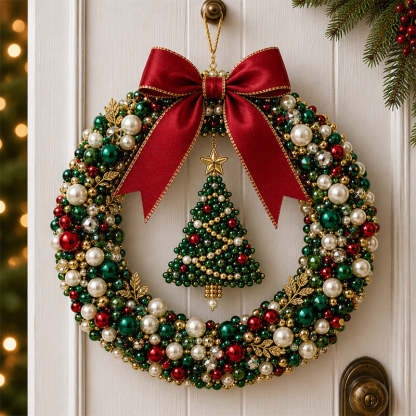 🔥Last Day BUY 3 GET 1 FREE⏳ Last Day 49% OFF – 🎄✨ DIY Christmas Pearl Wreath Kit – Handmade Beaded Holiday Door Décor 💎🎀
