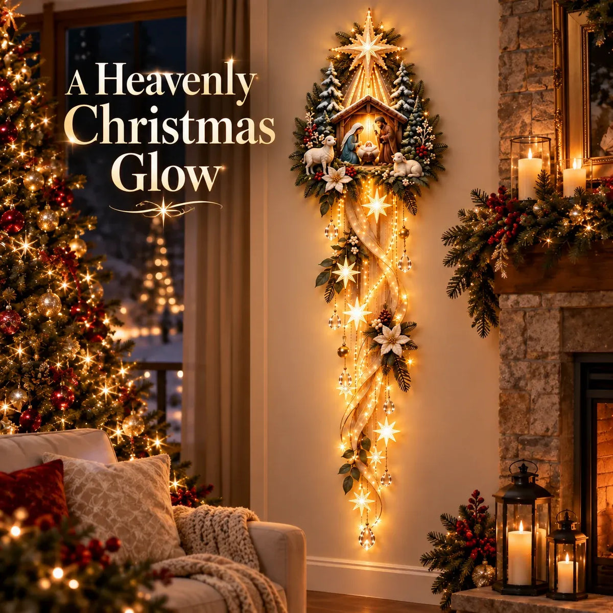 ✝️ Nativity Starfall Wall Light | Warm Golden Bethlehem Glow for Christmas Walls ⭐