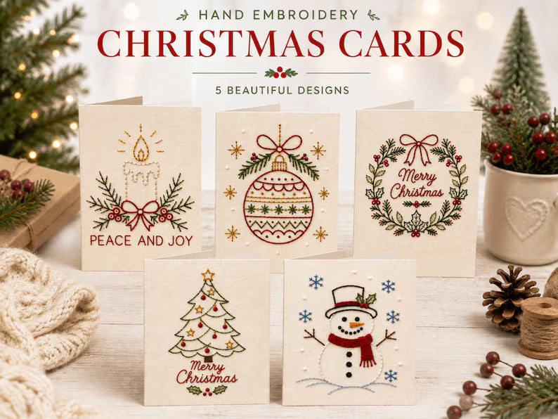 🌲Christmas Hand Embroidery Card DIY Kit | Stitch Your Way Into the Christmas Spirit ✨ 🎁
