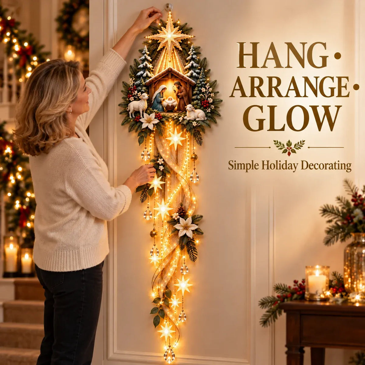 ✝️ Nativity Starfall Wall Light | Warm Golden Bethlehem Glow for Christmas Walls ⭐