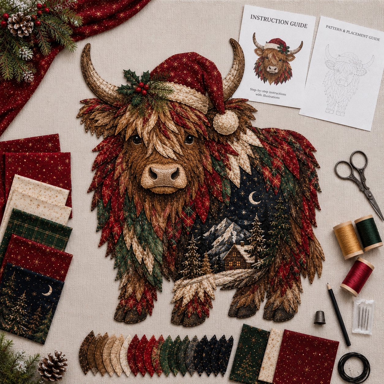 🔥Last Day 49% OFF - 🎄🎅Christmas Woodland Wildlife DIY Patchwork Kit