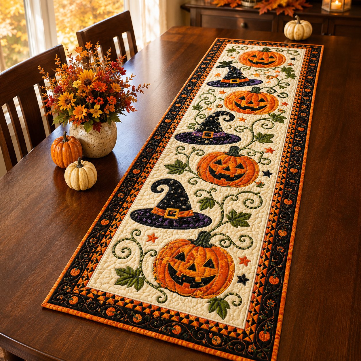 🍂 Autumn Spell Quilted Table Runner – Instant Cozy Fall & Halloween Vibe 🎃