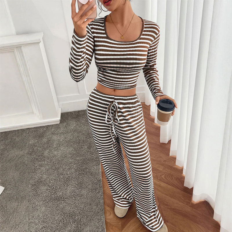 🎀 Striped Knit Slim Fit Two-Piece Set