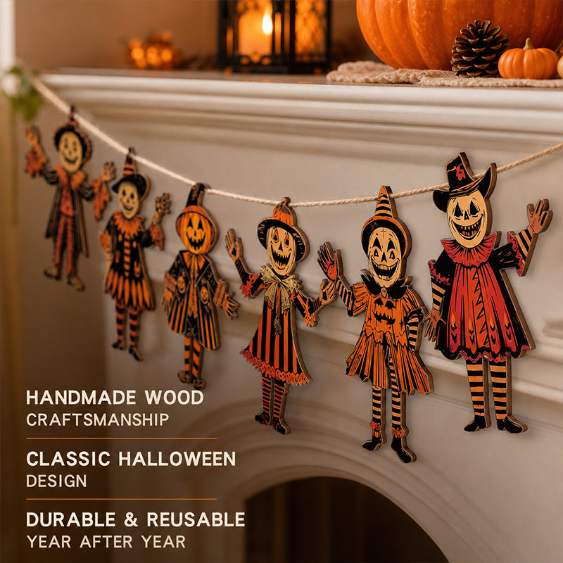 Vintage Halloween Wooden Wall Hanging Set