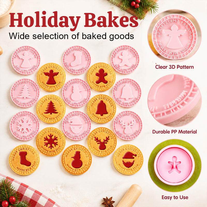 🎄🍪 Festive Christmas Cookie Cutter Set – 3D Holiday Baking Stamps for Reindeer, Snowflakes & More