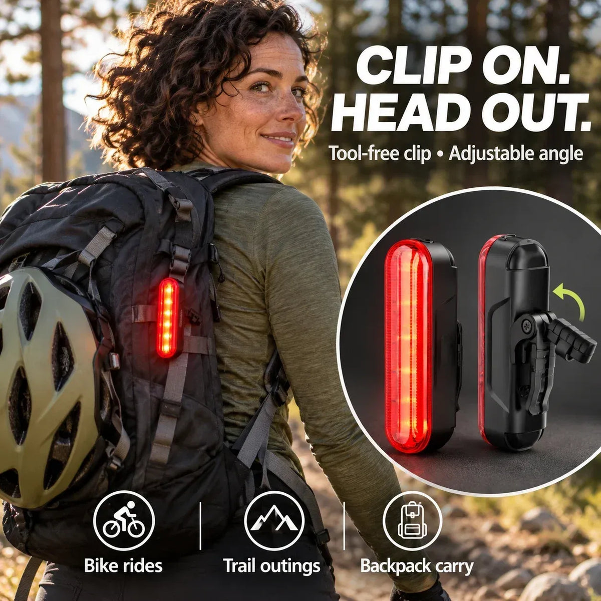 🚨 LED bicycle taillight with brake-activated flashing light | Laser Safety Zone, 22-hour battery life (includes two mounting brackets)