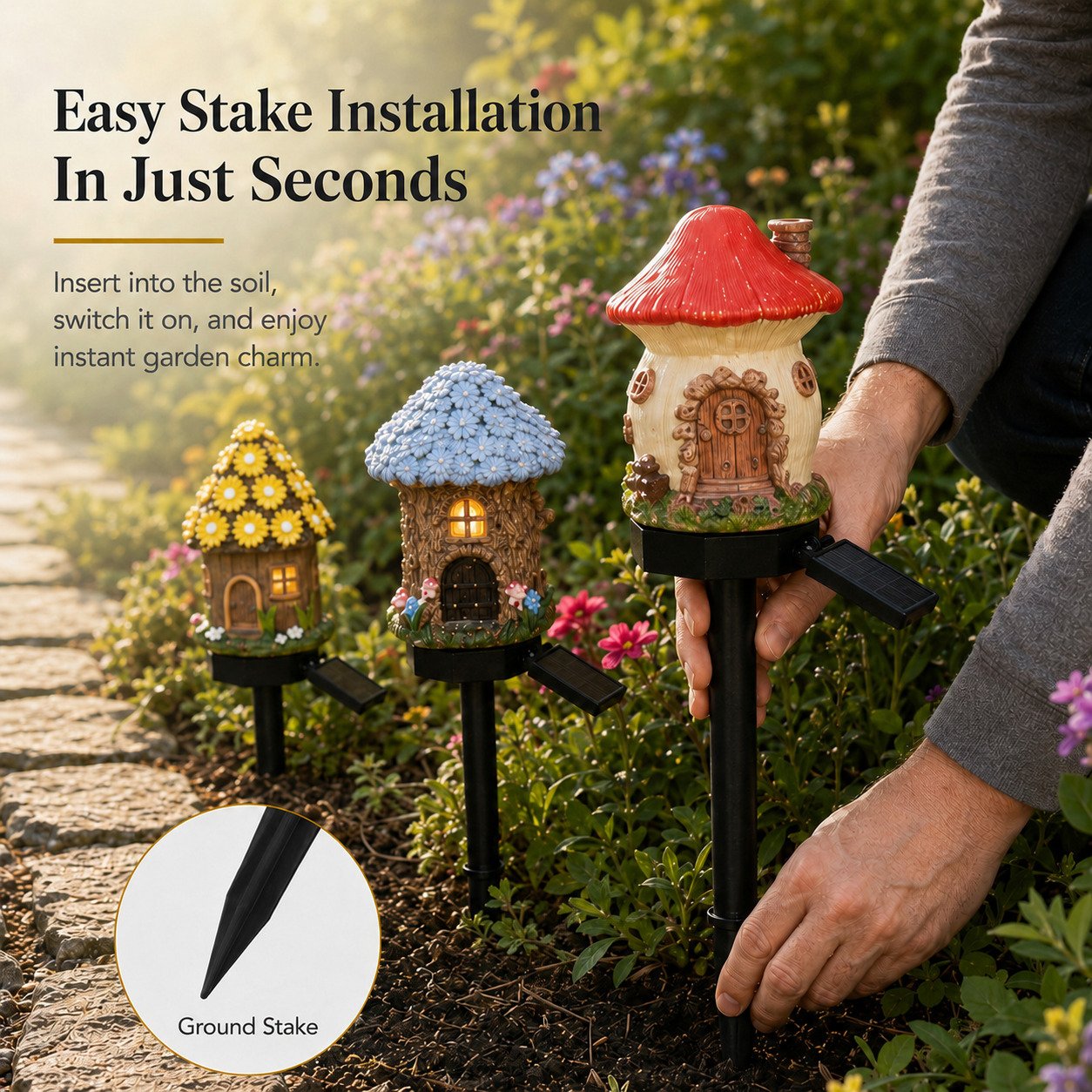 🏆Limited Time Sale 49% OFF🌙🏡Solar Fairy-Tale Mushroom Cottage Garden Light
